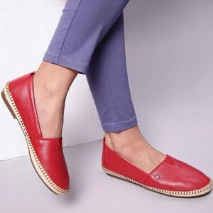 Vibrant Red Espadrille Flats